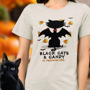 T-shirt En Tri-matière Chat noir et bonbon Halloween Vibe Tri-Blend T Shi
