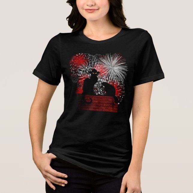 T-shirt En Tri-matière Chat Noir Fête du Canada (Recto)
