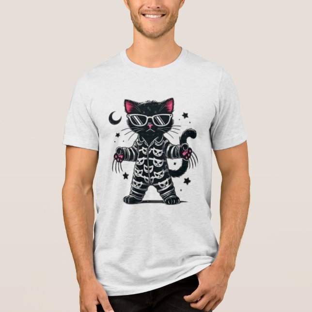 T-shirt En Tri-matière Chat noir mignon (Recto)