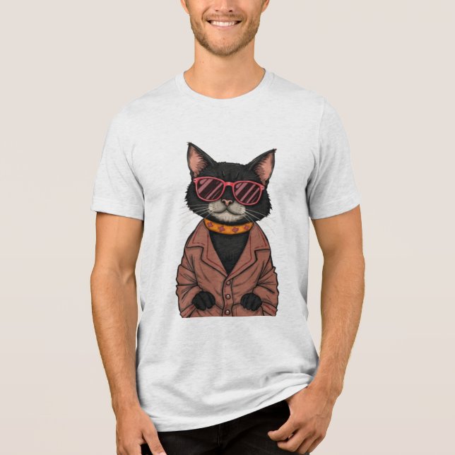 T-shirt En Tri-matière Chat noir mignon (Recto)