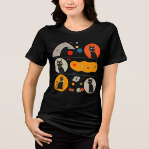 T-shirt En Tri-matière Chat noir rétro MCM : Art graphique abstrait cosmi