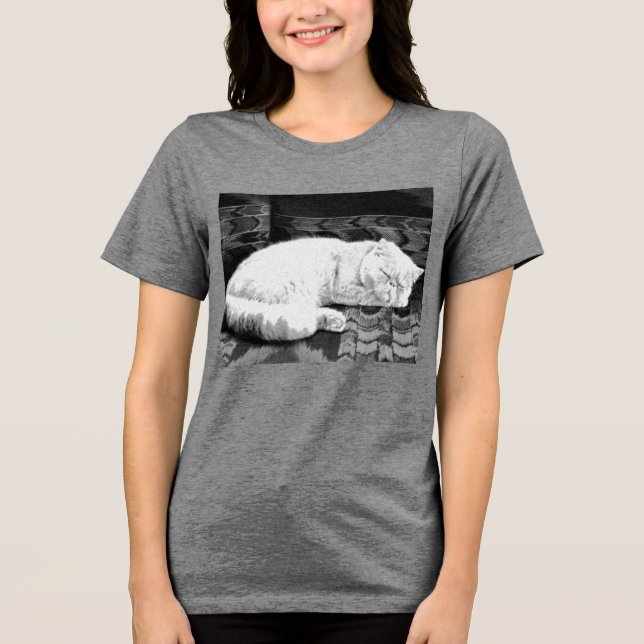 T-shirt En Tri-matière Chat perse blanc couché (Recto)
