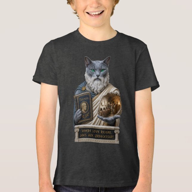 T-shirt En Tri-matière Chat Plat Bleu Russe (Recto)