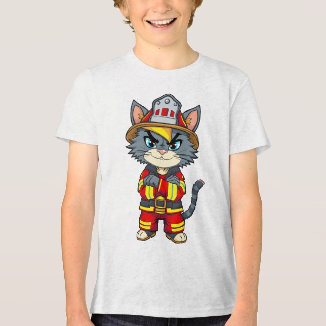 T-shirt En Tri-matière Chat pompier robuste - Style de dessin des années  (Recto)