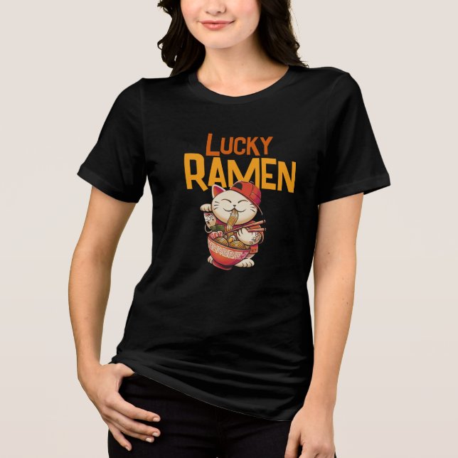 T-shirt En Tri-matière Chat Ramen Chanceux (Recto)