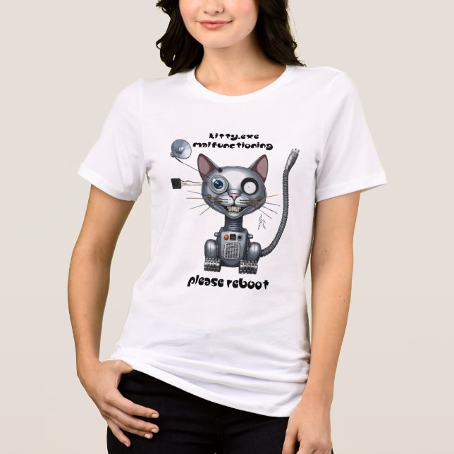 T-shirt En Tri-matière Chat robot amusant (Recto)