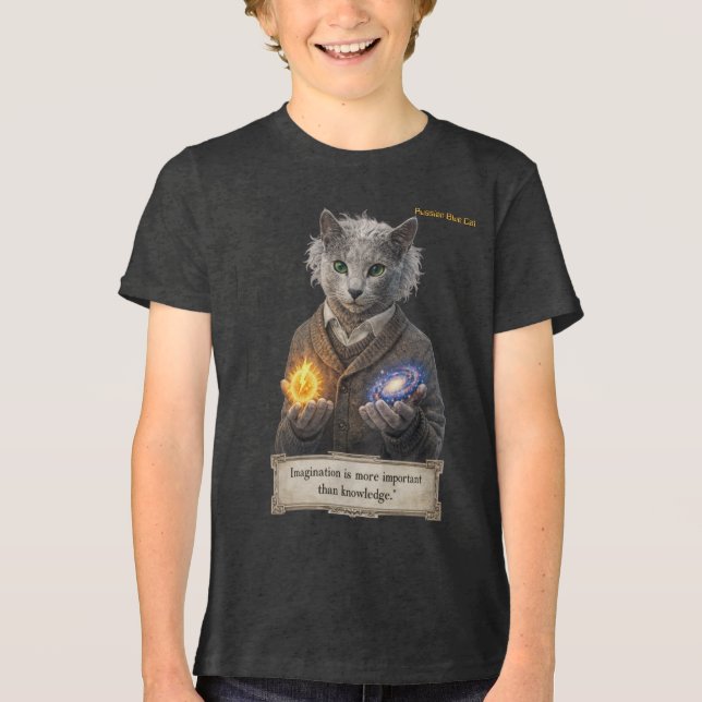 T-shirt En Tri-matière Chat Russe Bleu Einstein - Imagination (Recto)