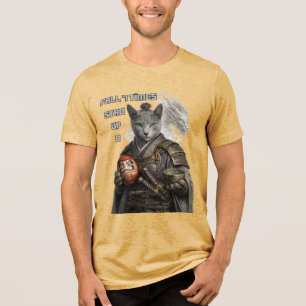 T-shirt En Tri-matière Chat Samouraï Bleu Russe