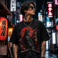 Chat Samouraï Guerrier Bushido Graphique Premium