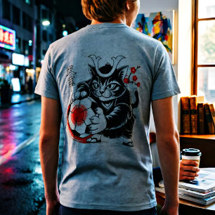 T-shirt En Tri-matière Chat Samouraï Stylé Japon Football Pour Les Fans D