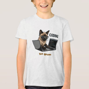 T-shirt En Tri-matière Chat siamois de dessin animé codant