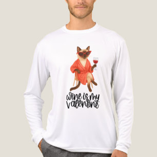 T-shirt En Tri-matière Chat siamois impertinent boit du vin pour les amou