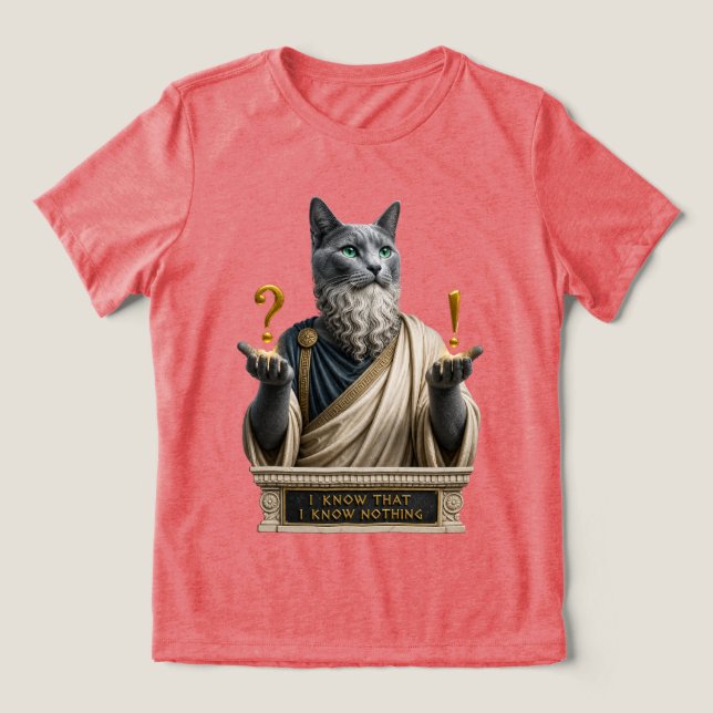 T-shirt En Tri-matière Chat Socrate Bleu Russe (Design Recto)
