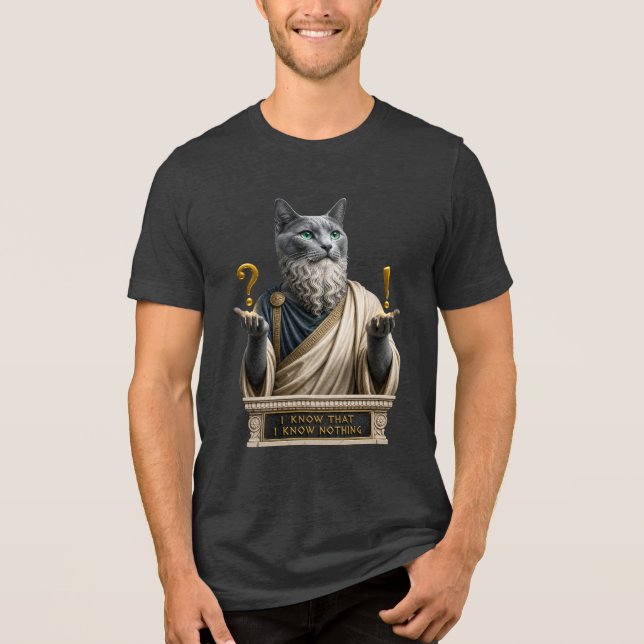 T-shirt En Tri-matière Chat Socrate Bleu Russe (Recto)