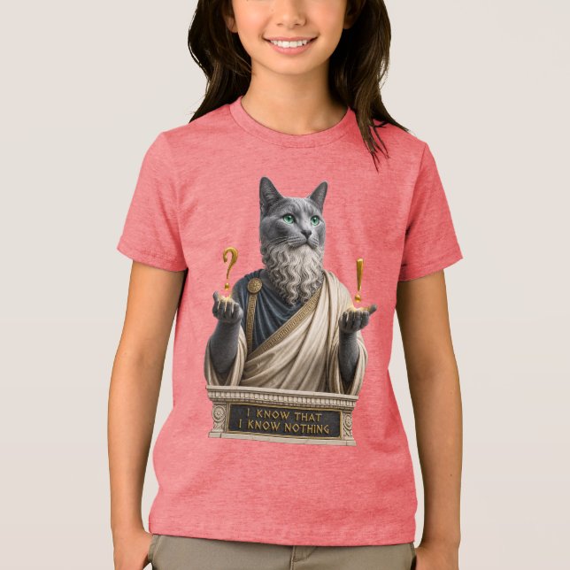 T-shirt En Tri-matière Chat Socrate Bleu Russe (Recto)