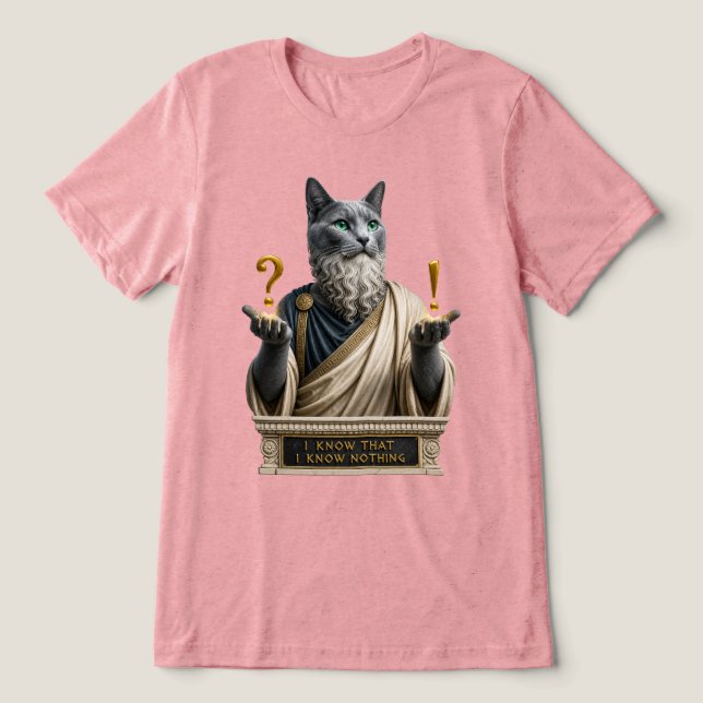 T-shirt En Tri-matière Chat Socrate Bleu Russe (Design Recto)