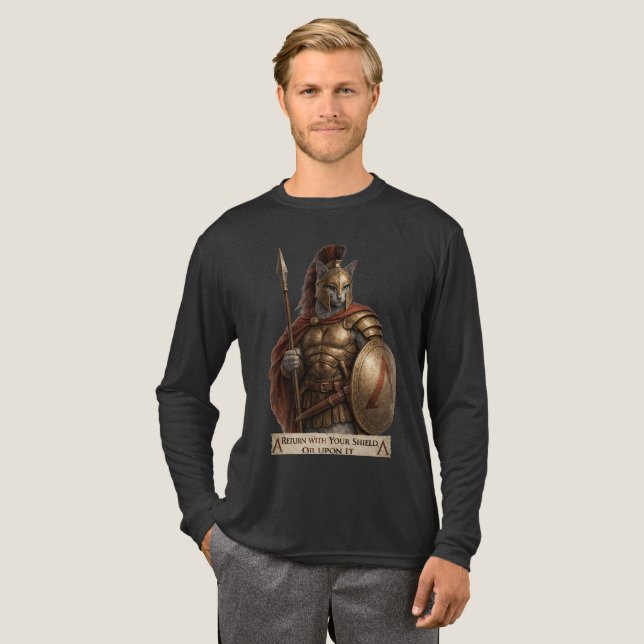 T-shirt En Tri-matière Chat spartiate bleu russe (Recto complet)