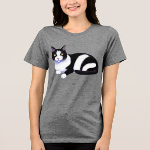 T-shirt En Tri-matière Chat Tuxedo noir et blanc