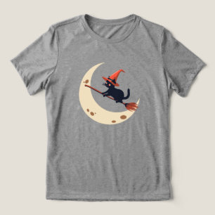 T-shirt En Tri-matière Chat vintage sur le croissant de chambre lune mûre