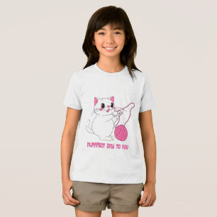 T-shirt En Tri-matière Chaton joueur avec boule de fil