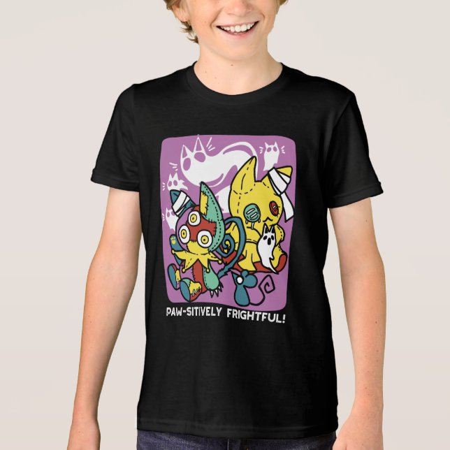 T-shirt En Tri-matière Chats déplaisants Halloween Art : Paw-sitly Fright (Recto)
