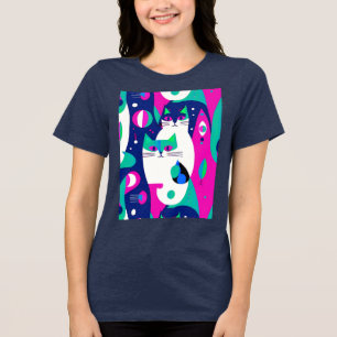 T-shirt En Tri-matière Chats modernes du milieu du siècle sur un Arrière 