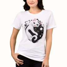 Chats Yin Yang esthétiques qui s'étreignent Graphi