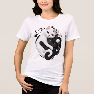 T-shirt En Tri-matière Chats Yin Yang esthétiques qui s'étreignent Graphi