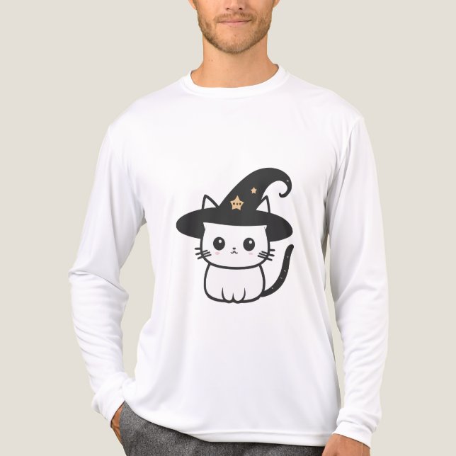 T-shirt En Tri-matière chatte sorcière chats mignons | design chats (Recto)