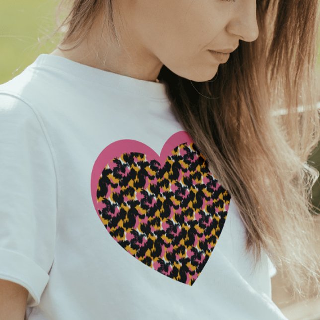 T-shirt En Tri-matière Cheetah Heart Pink Black (Créateur téléchargé)