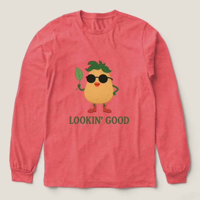 T-shirt En Tri-matière Chemise à manches longues pour femmes Funny Potato (Motif devant)