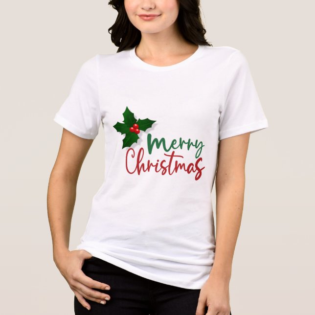 T-shirt En Tri-matière Chemise à thème de Noël pour les femmes (Recto)