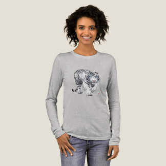T-shirt En Tri-matière Chemise blanche à manches longues Tigre pour femme