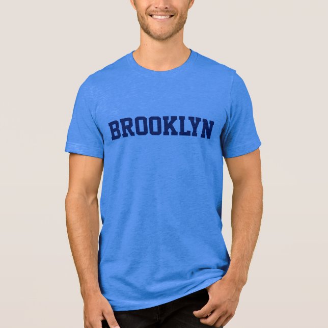 T-SHIRT  EN TRI-MATIÈRE CHEMISE BROOKLYN - BLEU (Recto)