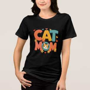 T-shirt En Tri-matière Chemise Chat Maman – Tee Vintage Groovy Rétro des
