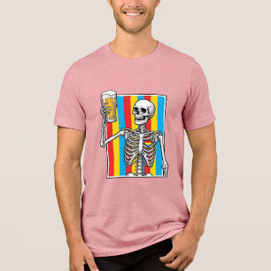T-shirt En Tri-matière Chemise de graveur vintage arc-en-ciel de bière de