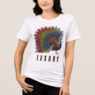T-shirt En Tri-matière Chemise de luxe haute couture Paon Arc-en-ciel
