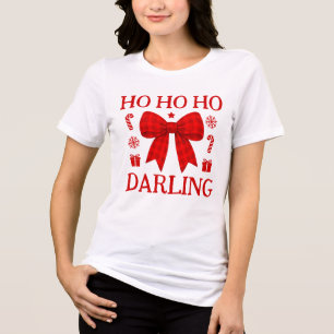 T-shirt En Tri-matière Chemise de Noël à noeud rouge à carreaux 'Ho Ho Ho