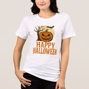 T-shirt En Tri-matière Chemise d'Halloween Arbre Siniastre et Citrouille