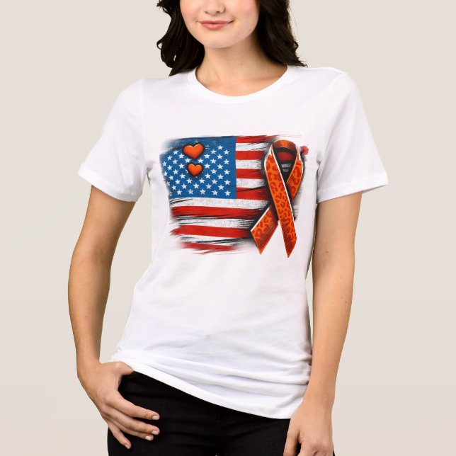 T-shirt En Tri-matière Chemise Drapeau Leucémie, Chemise Fête de l'Indépe (Recto)