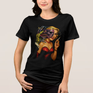 T-shirt En Tri-matière Chemise féminine d'art de bande dessinée horrifiqu