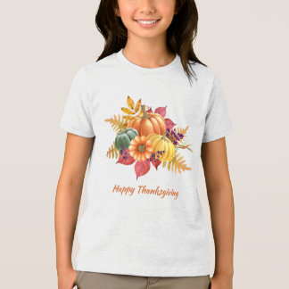 T-shirt En Tri-matière Chemise Filles de Thanksgiving Citrouilles