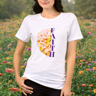 T-shirt En Tri-matière Chemise florale zinnia orange chrétienne Faith
