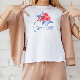 T-shirt En Tri-matière Chemise Grandma gracieuse avec Fleurs