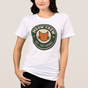 T-shirt En Tri-matière Chemise Meow Crew Varsity Patch Chat Chat Vintag
