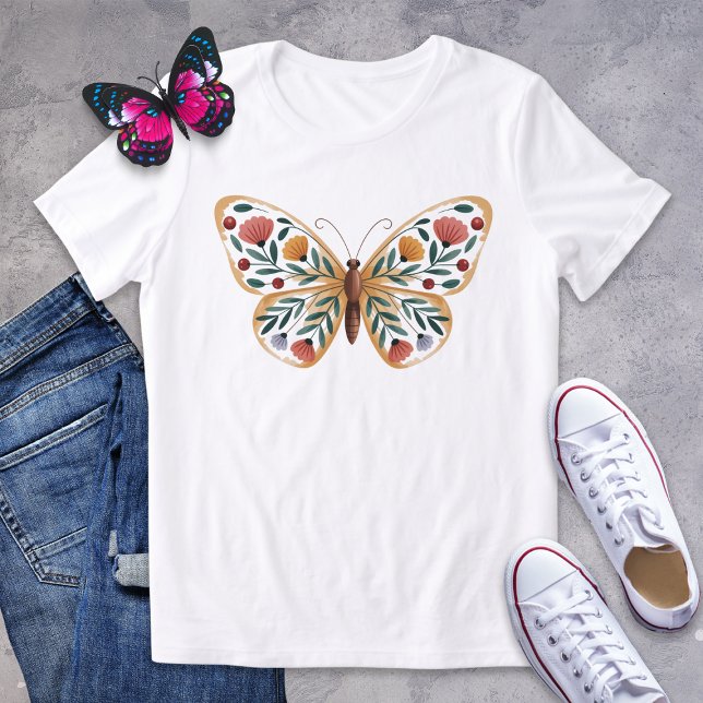 T-shirt En Tri-matière Chemise papillon d'art populaire avec ailes floral (Créateur téléchargé)