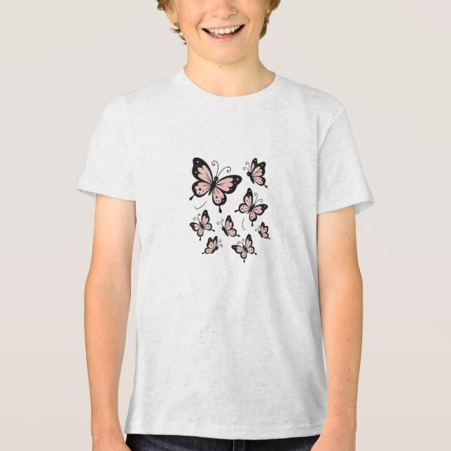 T-shirt En Tri-matière Chemise papillon pour filles (Recto)