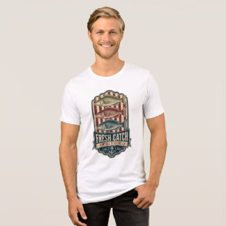 T-shirt En Tri-matière Chemise Rétro Trois Poissons Étiquette de Fruits d