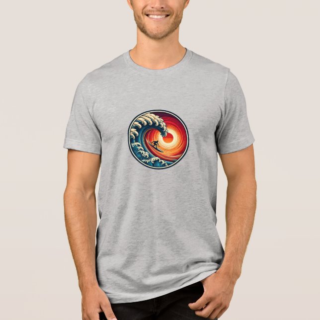 T-shirt En Tri-matière Chemise semi-mélangée Sunset Wave Surfer (Recto)
