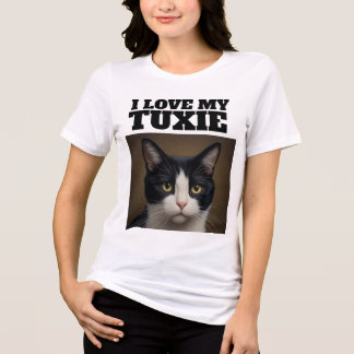 T-SHIRT  EN TRI-MATIÈRE CHEMISE T AMOUR DE CHAT TUXEDO